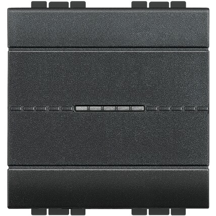 Выключатель с подсветкой янтарного цвета Axial, 16 А 250 В~ 2 модуля. Цвет Антрацит. Bticino LIVINGLIGHT. L4051M2AN+LN4743/230A