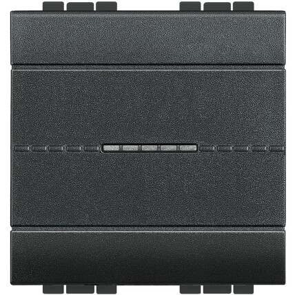 Переключатель с подсветкой янтарного цвета Axial, 16 А 250 В~ 2 модуля. Цвет Антрацит. Bticino LIVINGLIGHT. L4053M2AN+LN4743/230A