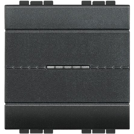 Переключатель с подсветкой янтарного цвета Axial, 16 А 250 В~ 2 модуля. Цвет Антрацит. Bticino LIVINGLIGHT. L4053M2AN+LN4743/230A