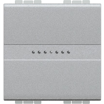 Переключатель с подсветкой янтарного цвета Axial, 16 А 250 В~ 2 модуля. Цвет Алюминий. Bticino LIVINGLIGHT. NT4053M2AN+LN4743/230A