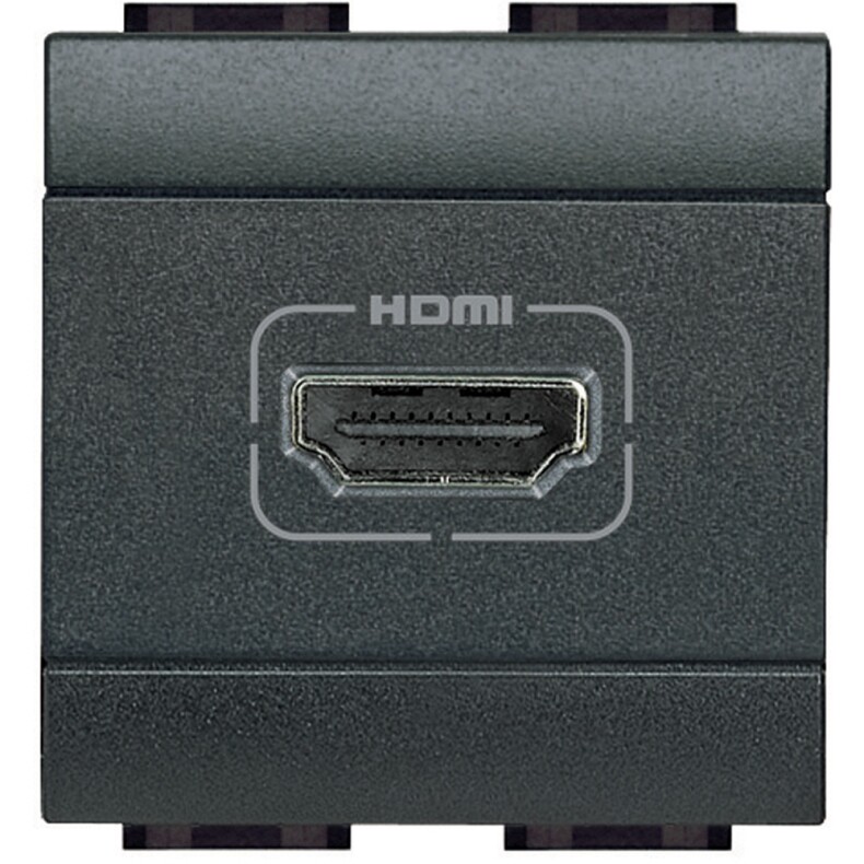 Механизм розетки HDMI, винтовое подключение кабеля, 2 модуля. Цвет Антрацит. Bticino LIVINGLIGHT. L4284