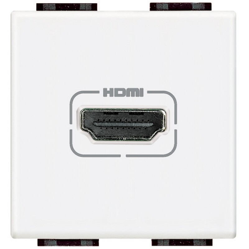 Механизм розетки HDMI, винтовое подключение кабеля, 2 модуля. Цвет Белый. Bticino LIVINGLIGHT. N4284