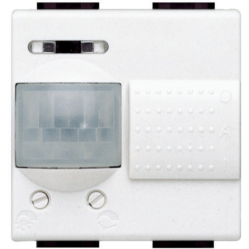 Выключатель с пассивным ИК-датчиком движения, регулировка задержки выключения от 30 с до 10 мин, 2 модуля. Цвет Белый. Bticino LIVINGLIGHT. N4432