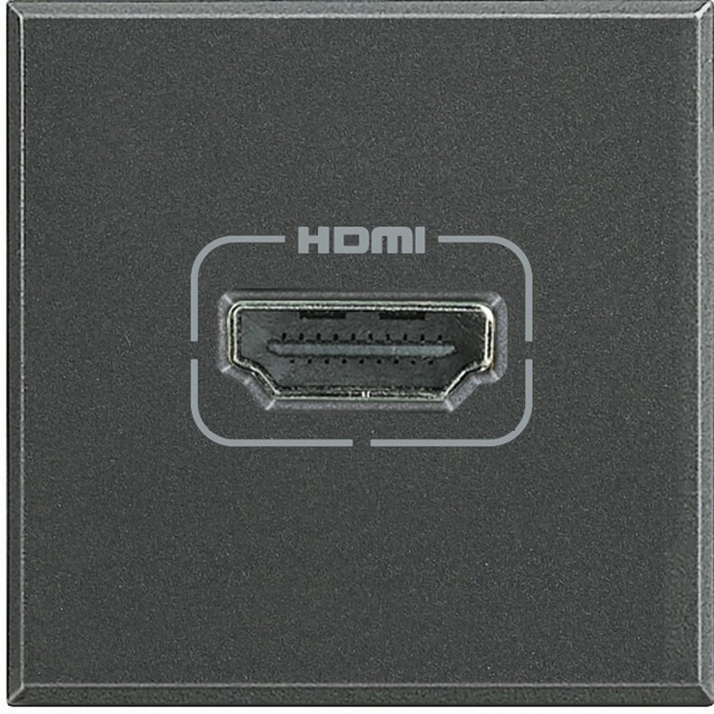 Разъем HDMI, винтовое подключение кабеля, 2 модуля. Цвет Антрацит. Bticino AXOLUTE. HS4284