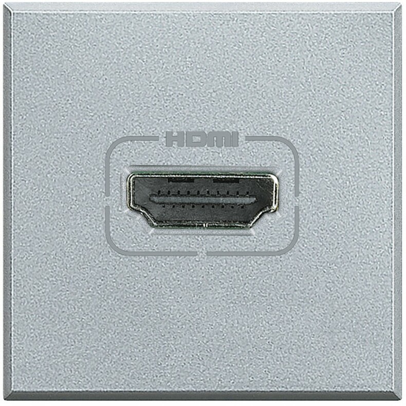 Разъем HDMI, винтовое подключение кабеля, 2 модуля. Цвет Алюминий. Bticino AXOLUTE. HC4284