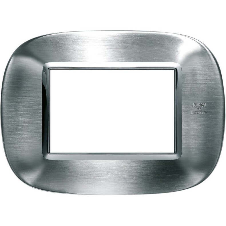 Рамка 1 пост, овальной формы. СТАЛЬ. Цвет Фактурная сталь Alessi. Итальянский стандарт, 3 модуля. Bticino AXOLUTE. HB4803AXS