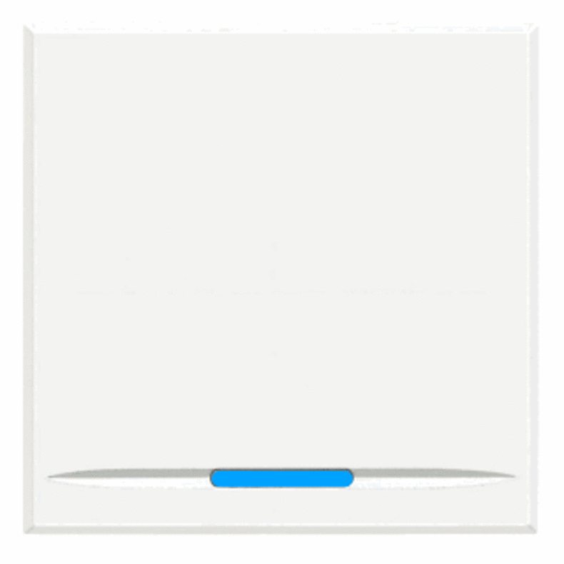 Кнопочный выключатель с подсветкой голубого цвета 16 А 250 В~ 2 модуля. Цвет Белый. Bticino AXOLUTE. HD4055M2+H4743/230B