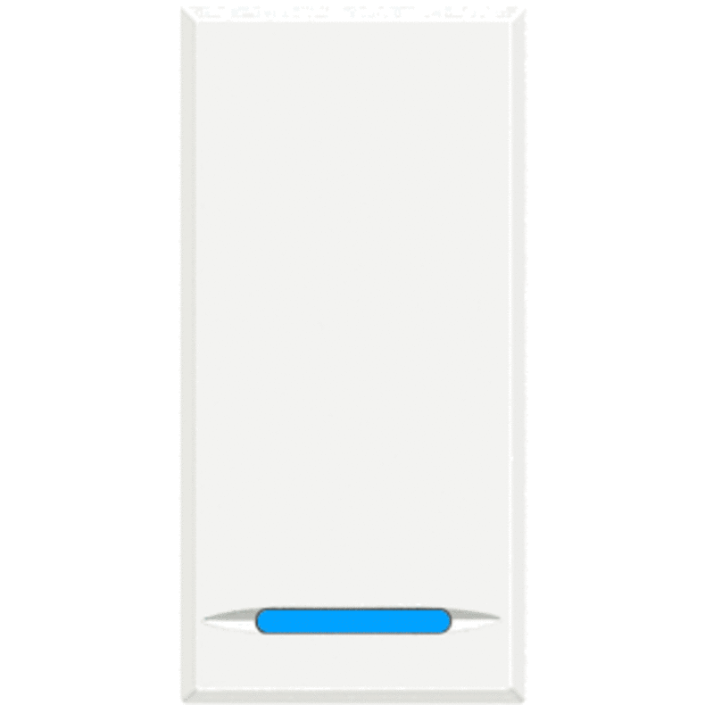 Кнопочный выключатель с подсветкой голубого цвета 16 А 250 В~ 1 модуль. Цвет Белый. Bticino AXOLUTE. HD4055+H4743/230B