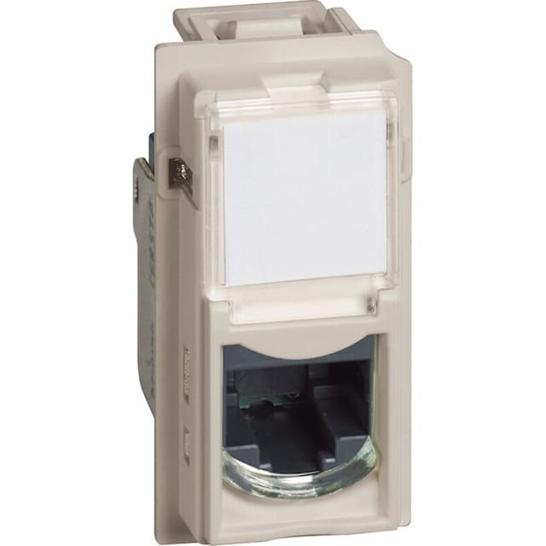 Механизм розетки компьютерной RJ45 cat5e UTP 1 модуль. Цвет Песочный. Bticino серия Living Now. KM4279C5E