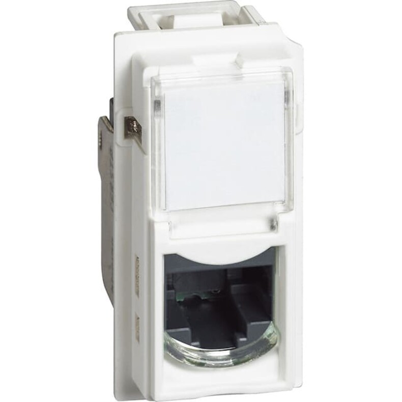 Механизм розетки компьютерной RJ45 cat5e UTP 1 модуль. Цвет Белый. Bticino серия Living Now. KW4279C5E