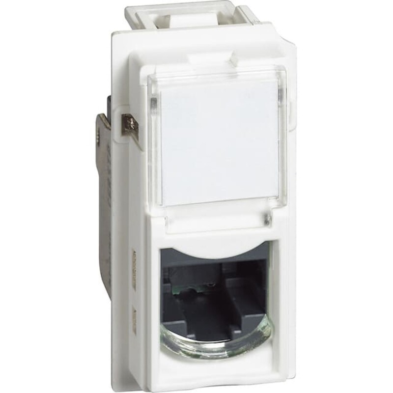 Механизм розетки компьютерной RJ45 cat5e UTP 1 модуль. Цвет Белый. Bticino серия Living Now. KW4279C5E